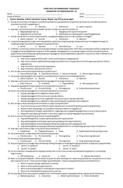 Grade 10 Quarter 4 .